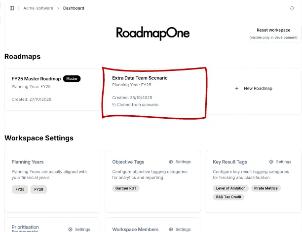 Scenario Roadmap List